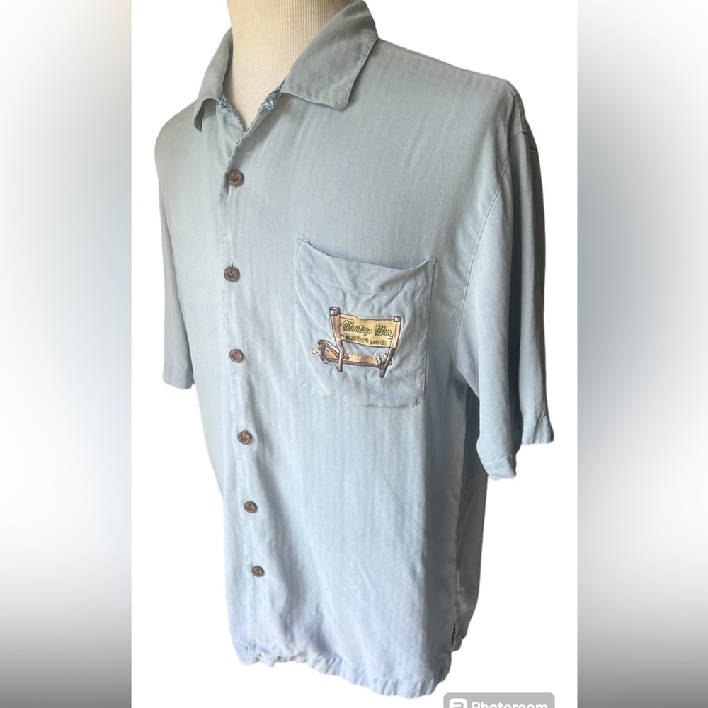 Montego Mon Mens Ocean Club 100%‎ Silk Shirt Hawaiian Golf Button Down Large